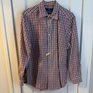 Vineyard Vines Men's Red and Grey Checkered Shirt
